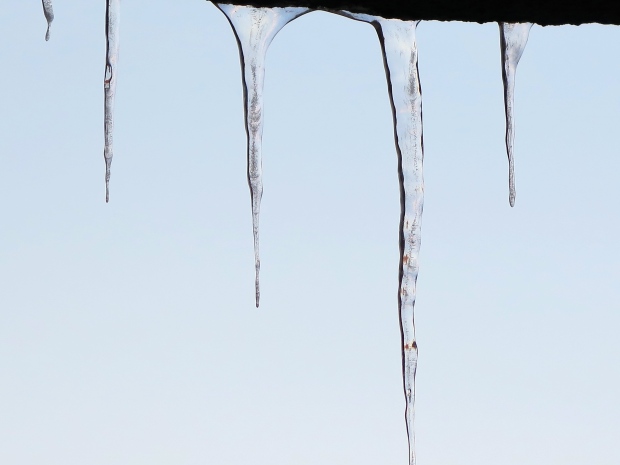 Icicles hanging down from the terrace above mine.