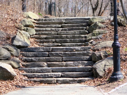 The northern end of the park gets steeper, more hills and stairs to navigate.
